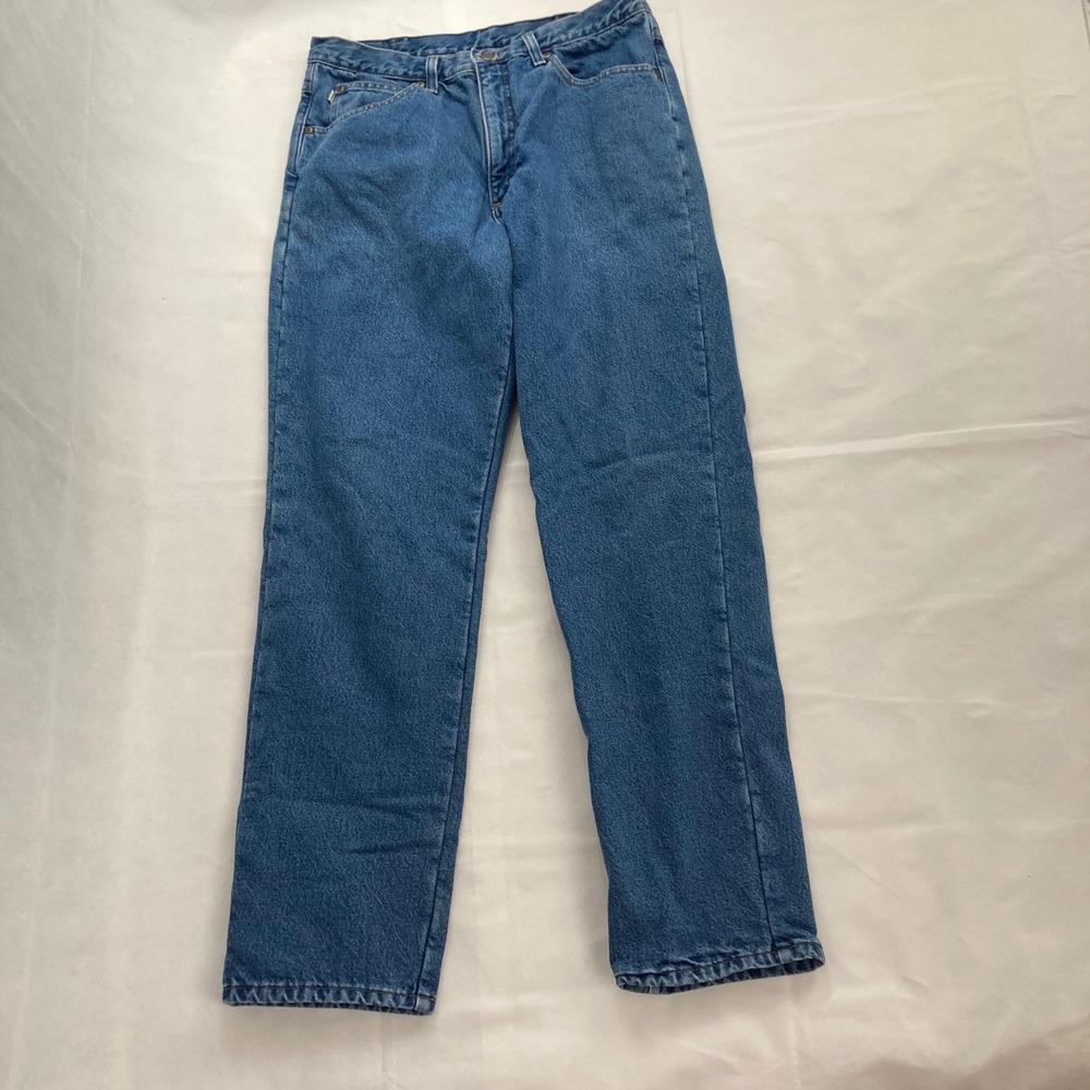 LL Bean Double L Classic Fit Fleece Lined Jeans Blue Denim Mens 34x32